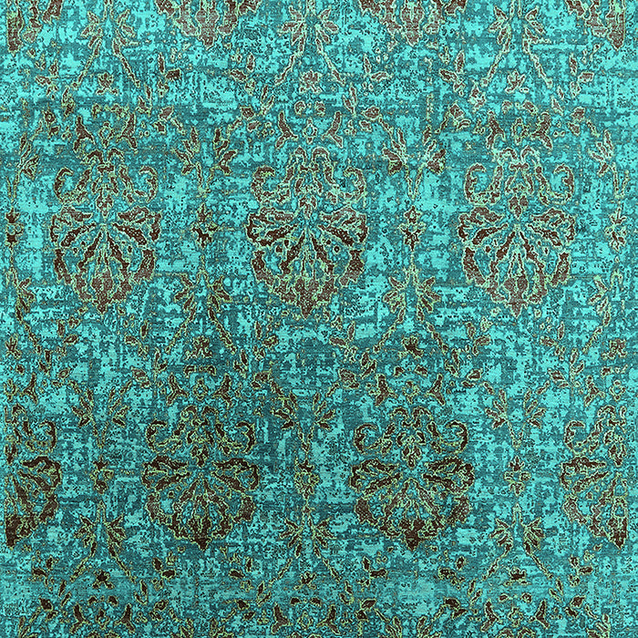 Machine Washable Oriental Turquoise Industrial Area Rugs, wshurb1455turq