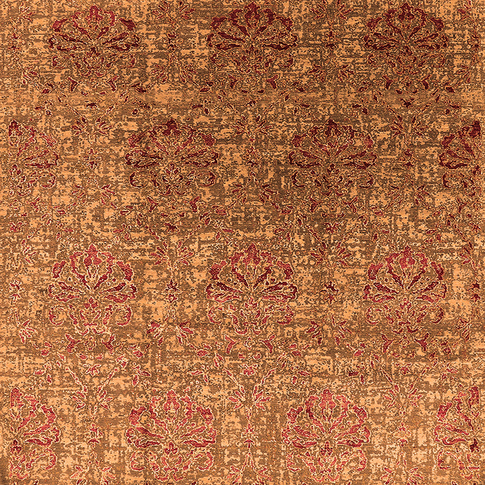 Square Machine Washable Oriental Orange Industrial Area Rugs, wshurb1455org