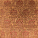 Square Machine Washable Oriental Orange Industrial Area Rugs, wshurb1455org