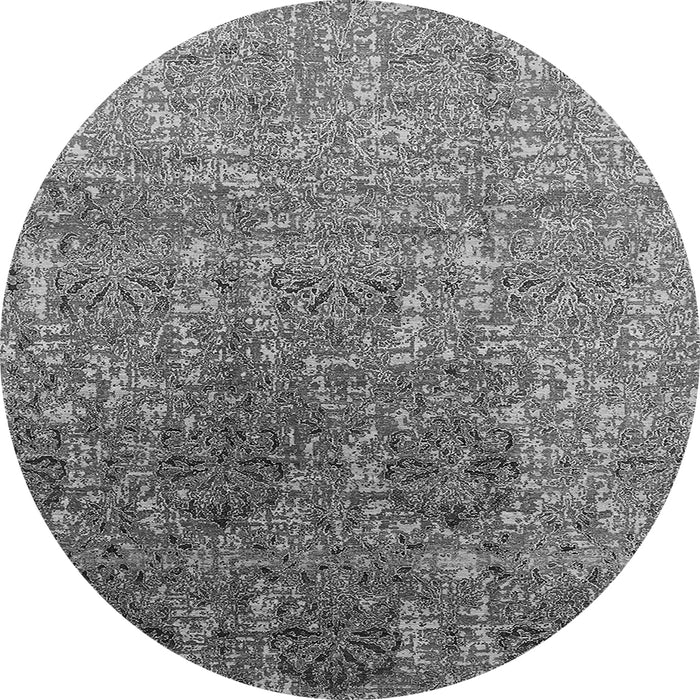 Round Oriental Gray Industrial Rug, urb1455gry