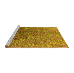 Sideview of Machine Washable Oriental Yellow Industrial Rug, wshurb1455yw