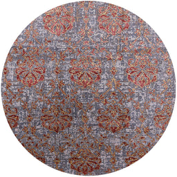 Round Machine Washable Industrial Modern Velvet Maroon Purple Rug, wshurb1455