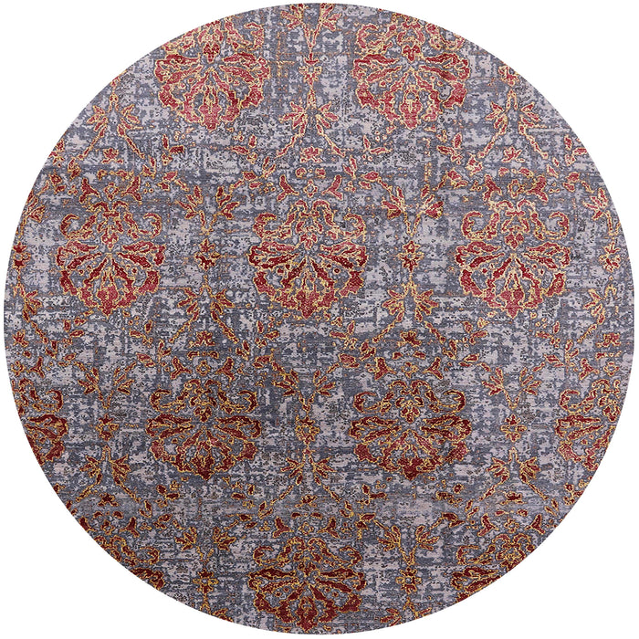 Round Machine Washable Industrial Modern Velvet Maroon Purple Rug, wshurb1455