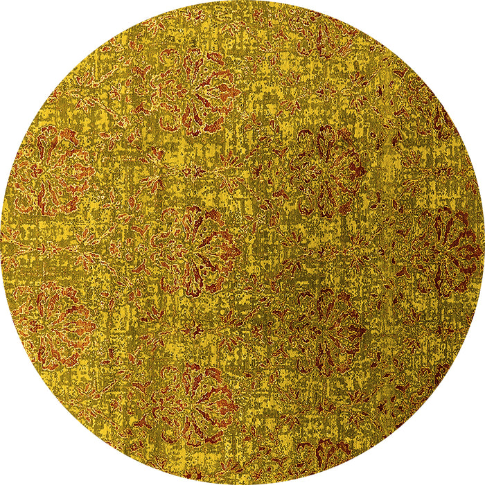 Round Oriental Yellow Industrial Rug, urb1455yw