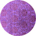 Round Machine Washable Oriental Purple Industrial Area Rugs, wshurb1455pur