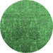 Round Oriental Emerald Green Industrial Rug, urb1455emgrn