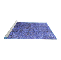 Sideview of Machine Washable Oriental Blue Industrial Rug, wshurb1455blu