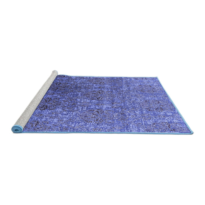 Sideview of Machine Washable Oriental Blue Industrial Rug, wshurb1455blu