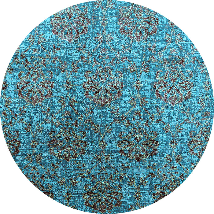 Round Oriental Light Blue Industrial Rug, urb1455lblu