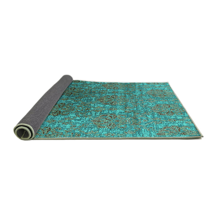 Sideview of Oriental Turquoise Industrial Rug, urb1455turq