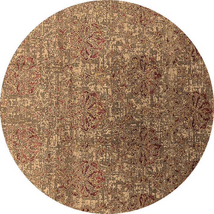 Round Oriental Brown Industrial Rug, urb1455brn