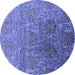 Round Oriental Blue Industrial Rug, urb1455blu