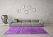 Machine Washable Oriental Purple Industrial Area Rugs in a Living Room, wshurb1455pur