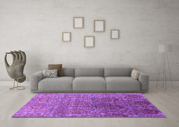 Machine Washable Oriental Purple Industrial Area Rugs in a Living Room, wshurb1455pur