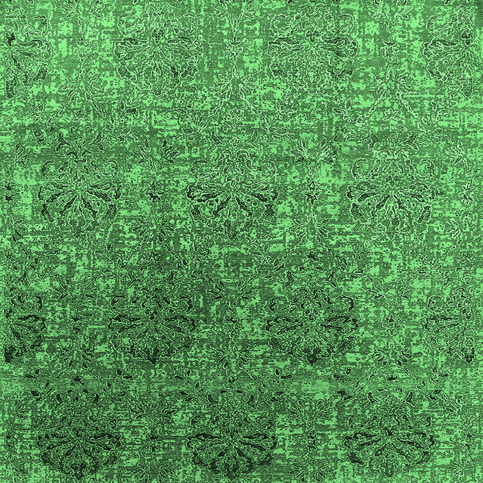 Square Oriental Emerald Green Industrial Rug, urb1455emgrn
