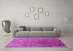 Machine Washable Oriental Pink Industrial Rug in a Living Room, wshurb1455pnk