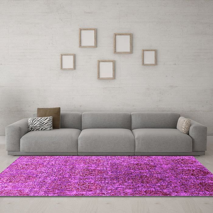Machine Washable Oriental Pink Industrial Rug in a Living Room, wshurb1455pnk