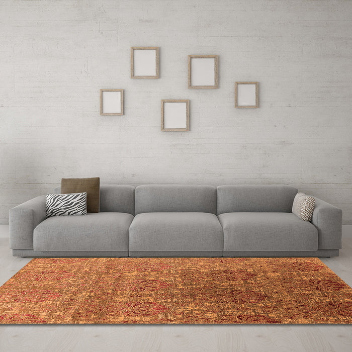 Machine Washable Oriental Orange Industrial Area Rugs in a Living Room, wshurb1455org