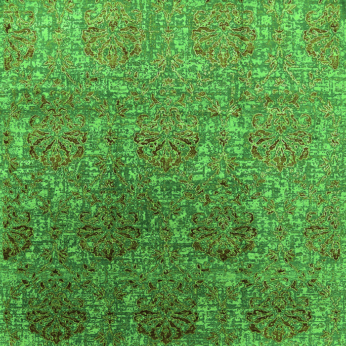 Square Machine Washable Oriental Green Industrial Area Rugs, wshurb1455grn