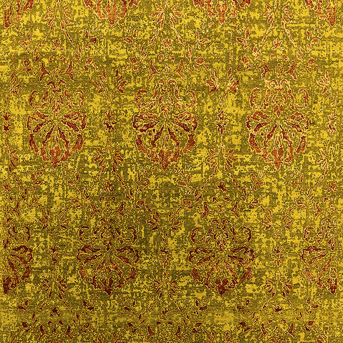 Machine Washable Oriental Yellow Industrial Rug, wshurb1455yw