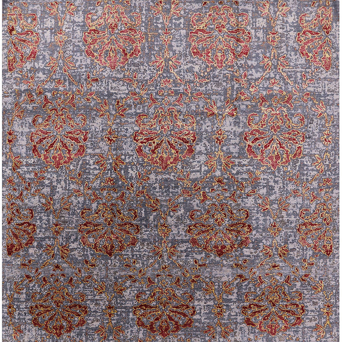 Square Mid-Century Modern Maroon Purple Oriental Rug, urb1455