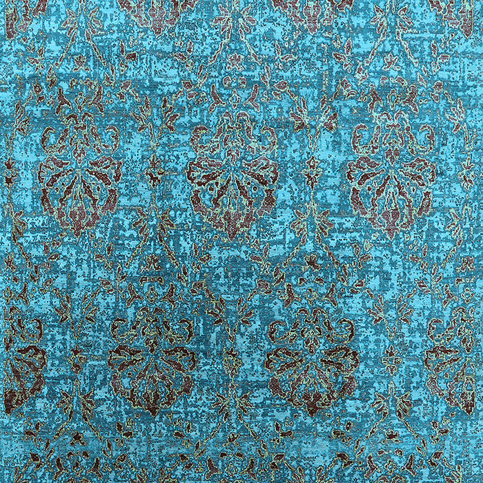 Machine Washable Oriental Light Blue Industrial Rug, wshurb1455lblu