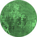 Round Oriental Emerald Green Industrial Rug, urb1456emgrn