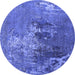 Round Oriental Blue Industrial Rug, urb1456blu