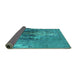 Sideview of Oriental Turquoise Industrial Rug, urb1456turq