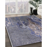 Mid-Century Modern Purple Navy Blue Oriental Rug, urb1456