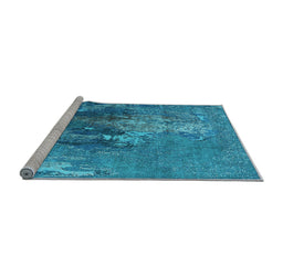 Sideview of Machine Washable Oriental Light Blue Industrial Rug, wshurb1456lblu
