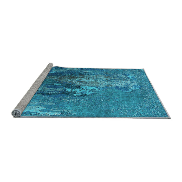 Sideview of Machine Washable Oriental Light Blue Industrial Rug, wshurb1456lblu