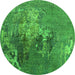 Round Oriental Green Industrial Rug, urb1456grn