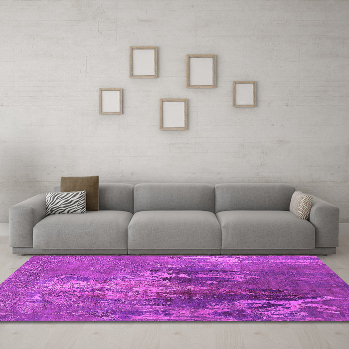 Machine Washable Oriental Pink Industrial Rug in a Living Room, wshurb1456pnk