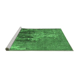Sideview of Machine Washable Oriental Emerald Green Industrial Area Rugs, wshurb1456emgrn
