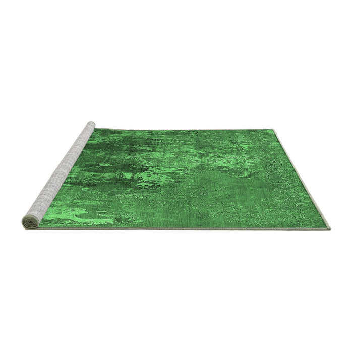 Sideview of Machine Washable Oriental Emerald Green Industrial Area Rugs, wshurb1456emgrn