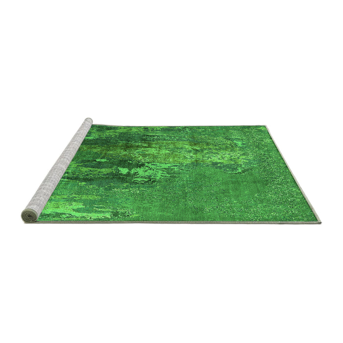 Sideview of Machine Washable Oriental Green Industrial Area Rugs, wshurb1456grn