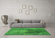 Machine Washable Oriental Green Industrial Area Rugs in a Living Room,, wshurb1456grn