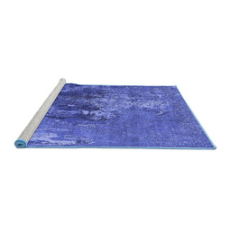 Sideview of Machine Washable Oriental Blue Industrial Rug, wshurb1456blu