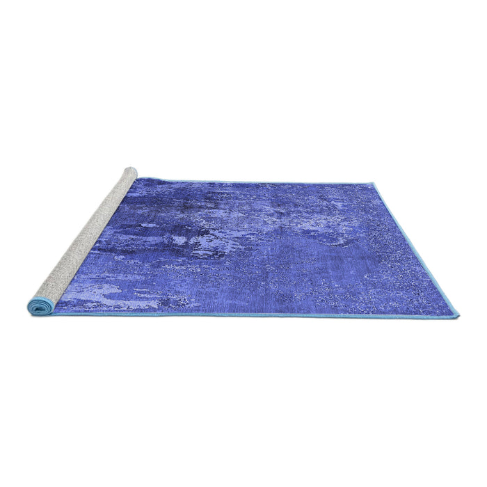 Sideview of Machine Washable Oriental Blue Industrial Rug, wshurb1456blu