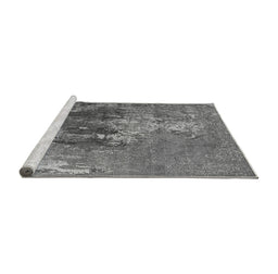 Sideview of Machine Washable Oriental Gray Industrial Rug, wshurb1456gry