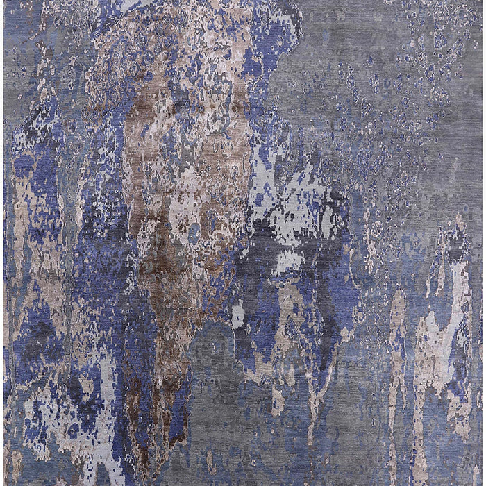 Mid-Century Modern Purple Navy Blue Oriental Rug, urb1456