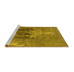 Sideview of Machine Washable Oriental Yellow Industrial Rug, wshurb1456yw