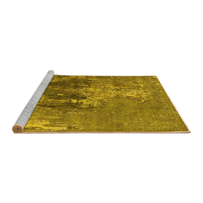 Sideview of Machine Washable Oriental Yellow Industrial Rug, wshurb1456yw