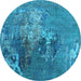 Round Oriental Light Blue Industrial Rug, urb1456lblu