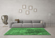 Machine Washable Oriental Emerald Green Industrial Area Rugs in a Living Room,, wshurb1456emgrn