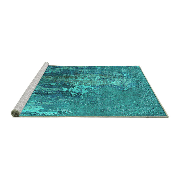 Sideview of Machine Washable Oriental Turquoise Industrial Area Rugs, wshurb1456turq