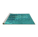 Sideview of Machine Washable Oriental Turquoise Industrial Area Rugs, wshurb1456turq