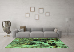 Machine Washable Oriental Turquoise Industrial Area Rugs in a Living Room,, wshurb1457turq
