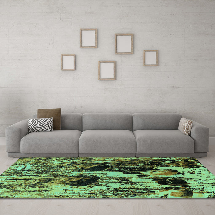 Machine Washable Oriental Turquoise Industrial Area Rugs in a Living Room,, wshurb1457turq